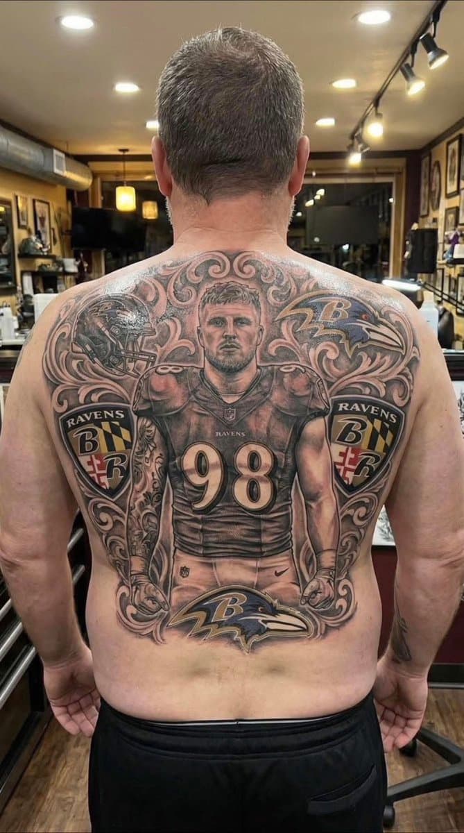 Ravens Fan Gets Full Team Logo Tattooed After Losing Bet