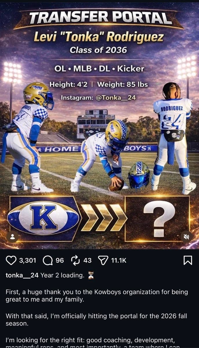 Youth Football Players Jump Teams Using Transfer Portal Like College Stars