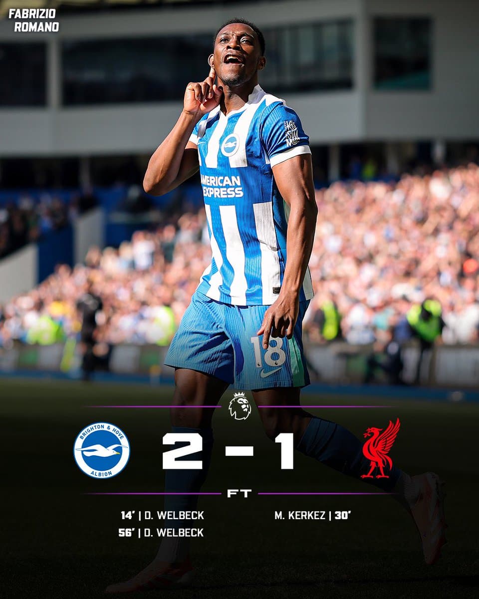 Brighton Stuns Title-Chasing Liverpool In Stunning Premier League Upset